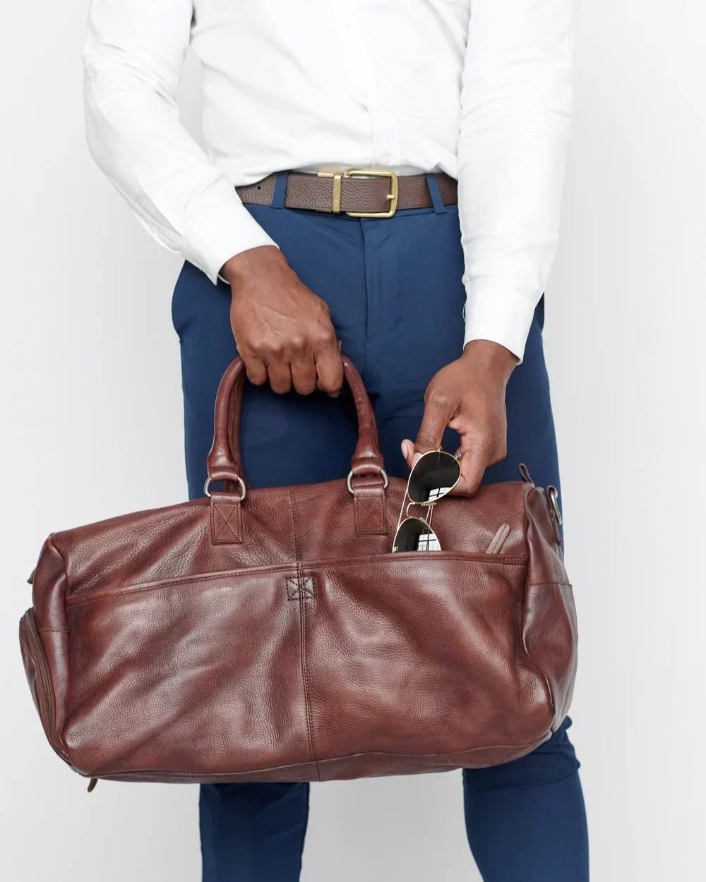 Showcasing Charleston Leather Duffel Bag - Hand-crafted from 10 by Latico Leathers