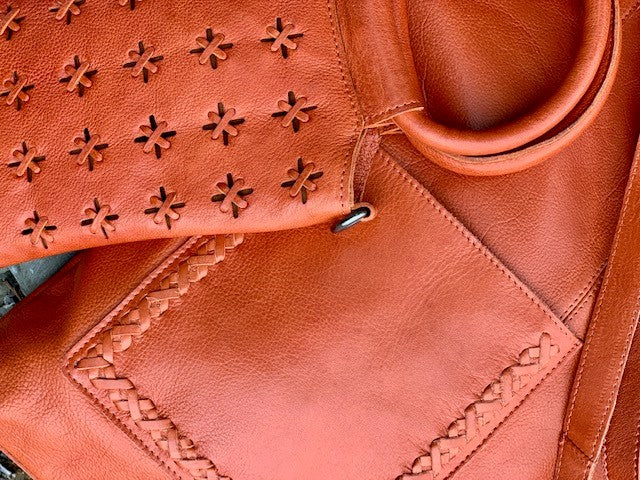Orange full-grain leather crossbody bag – Latico Leathers