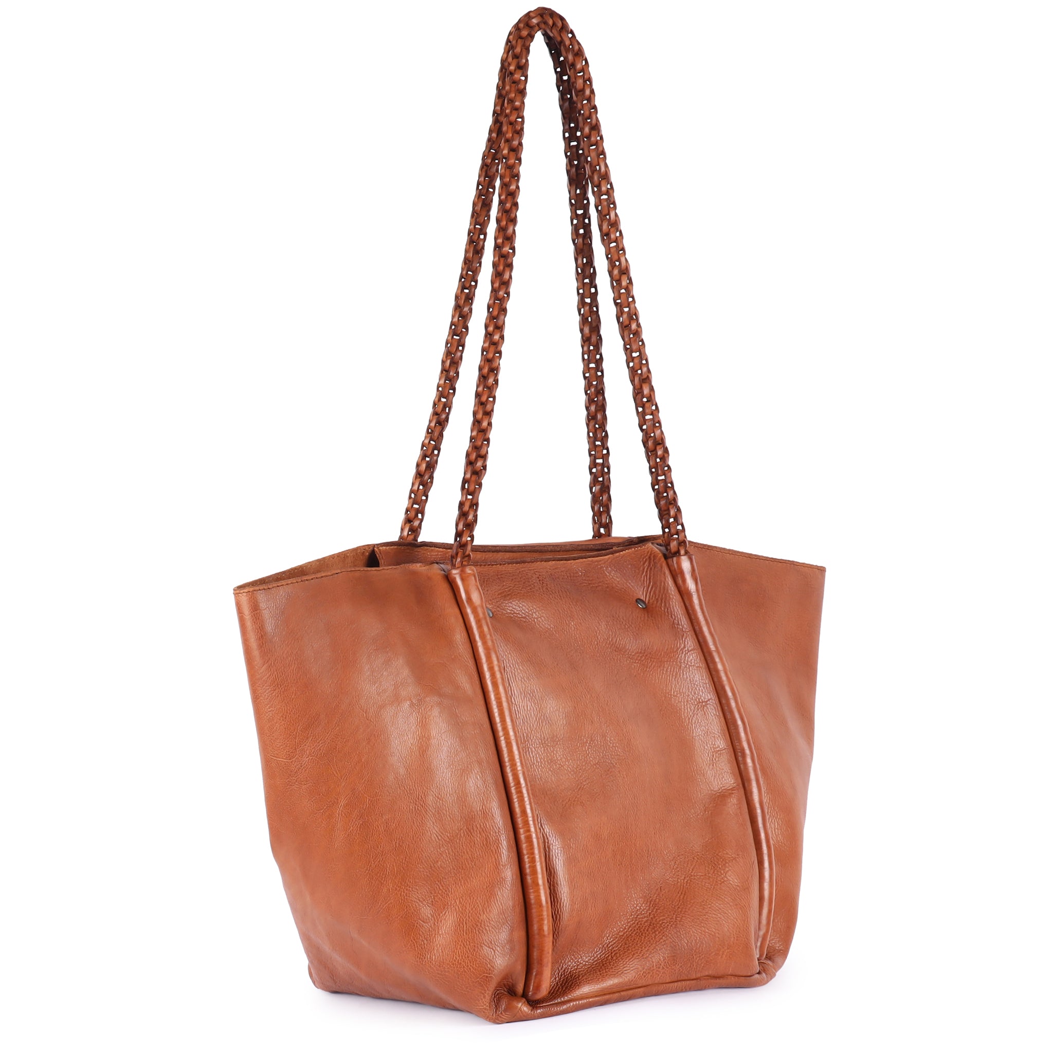 Cognac full-grain leather Voyage Lg tote bag by Latico Leathers