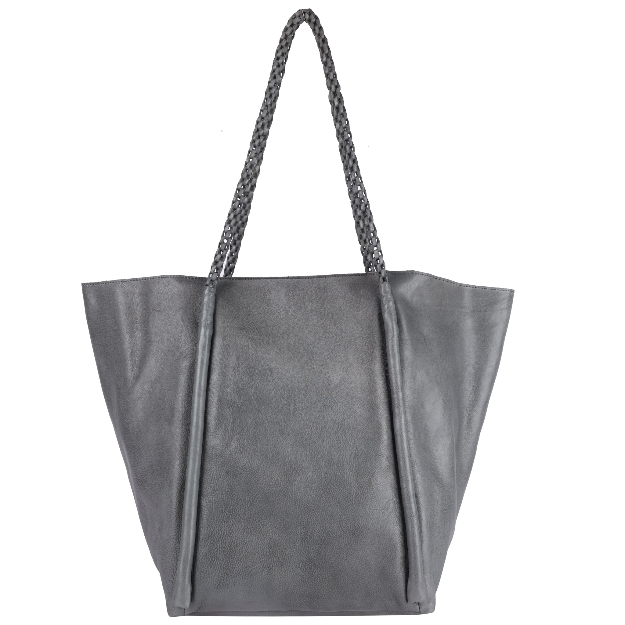 Grey full-grain leather Voyage Lg tote bag by Latico Leathers