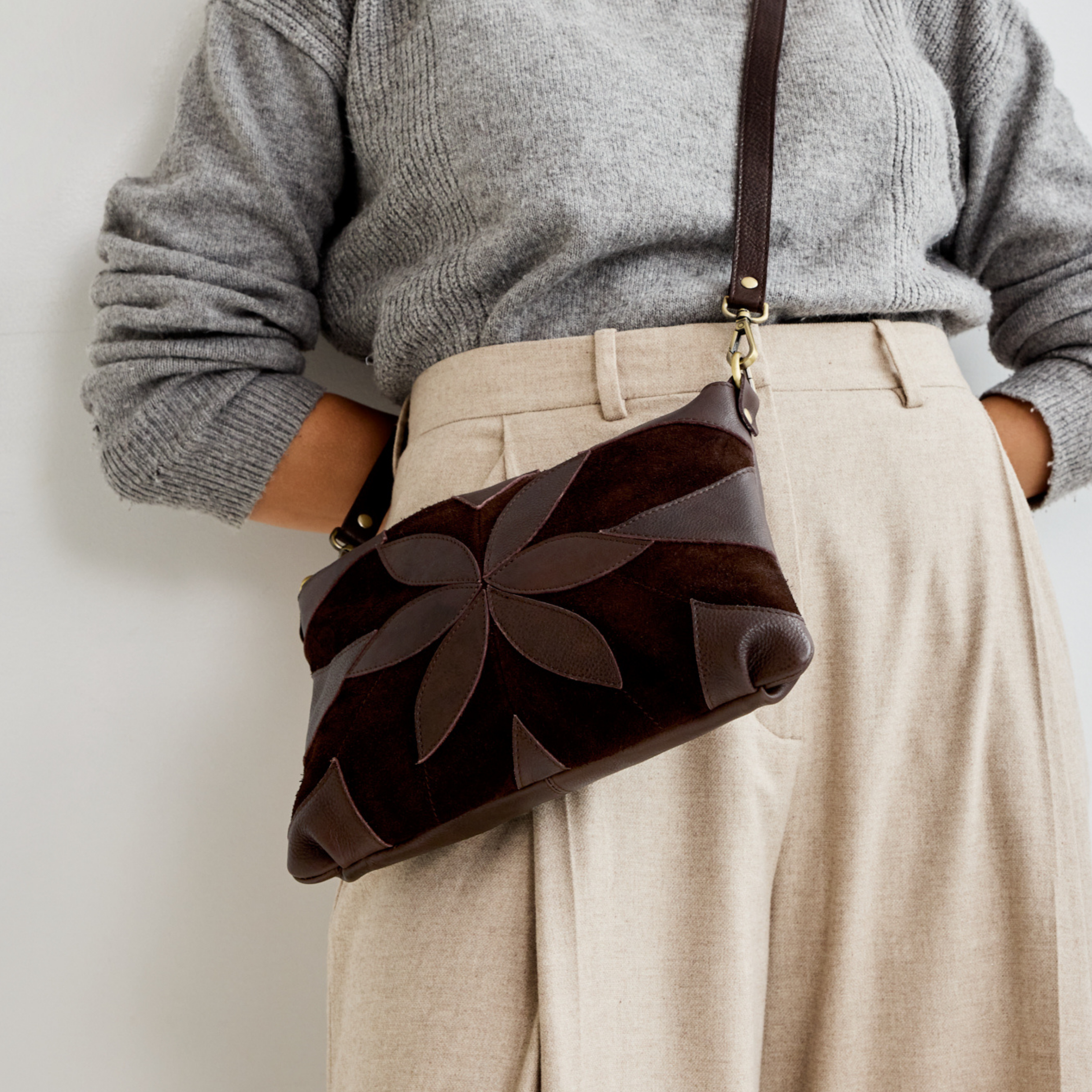 Stevie Suede Leather Crossbody Bag