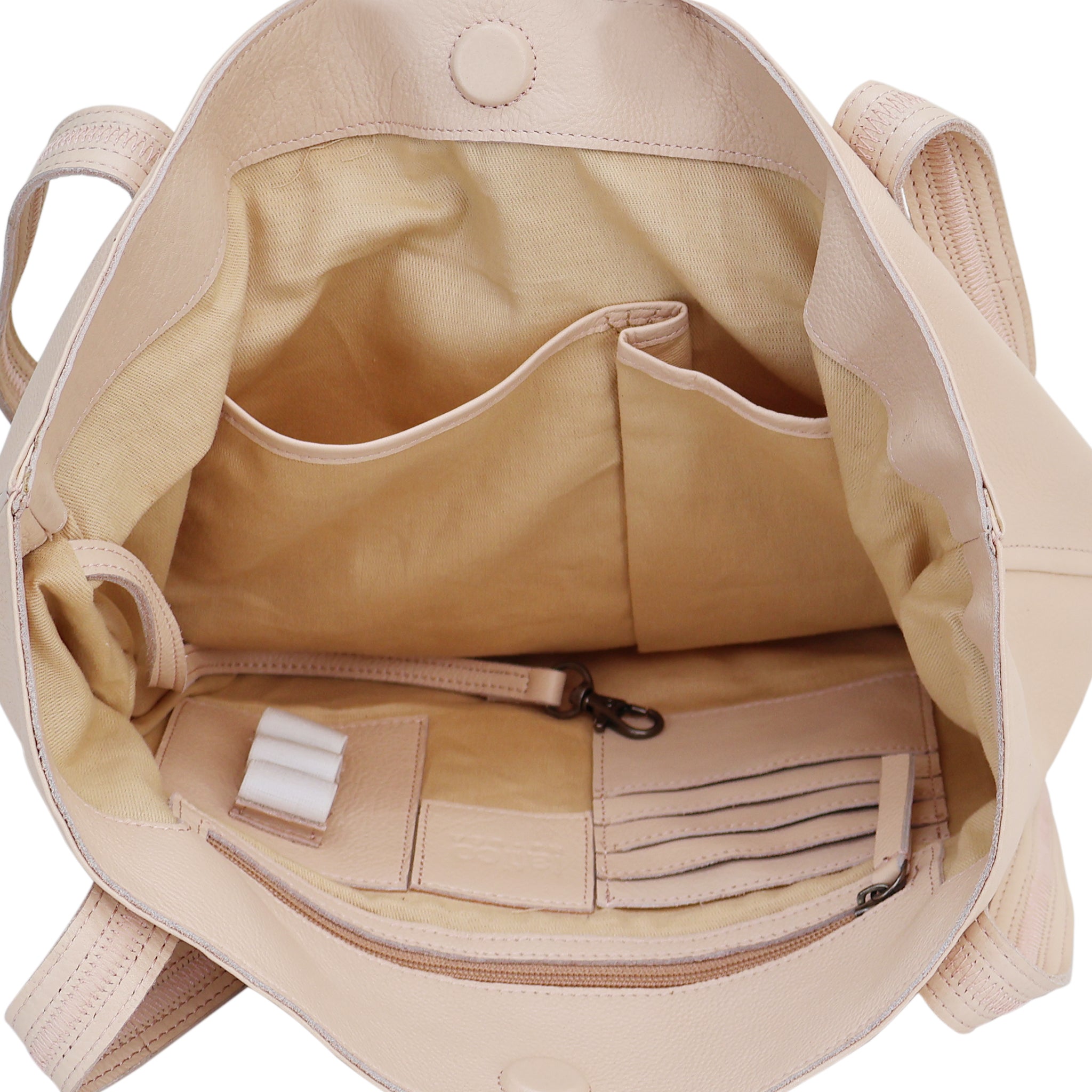 Interior view of full-grain leather Kent tote bag by Latico Leathers