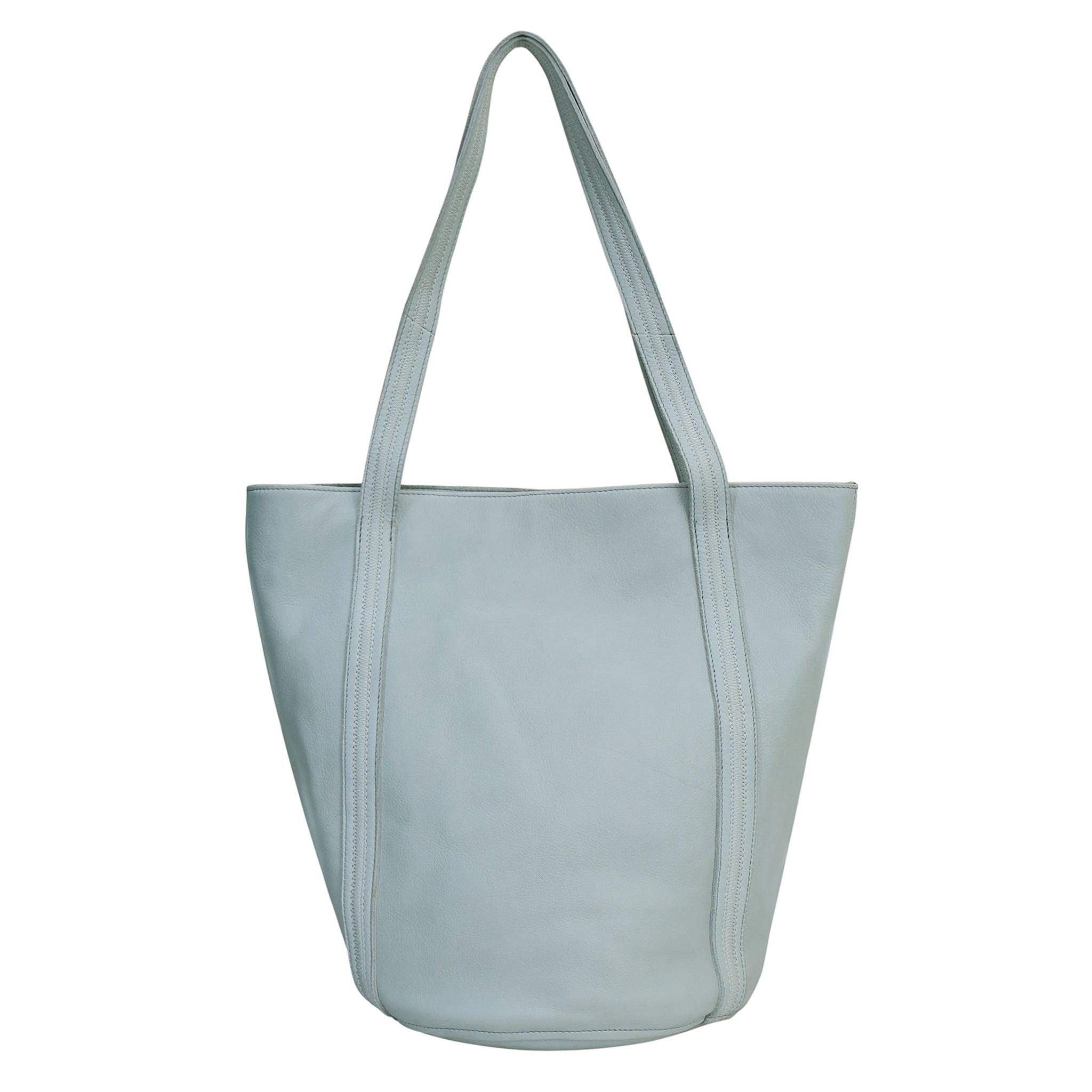 Sky blue full-grain leather Kent tote bag by Latico Leathers