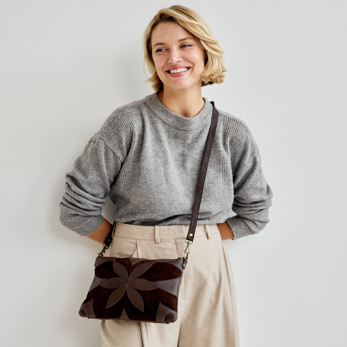 Stevie Suede Leather Crossbody Bag