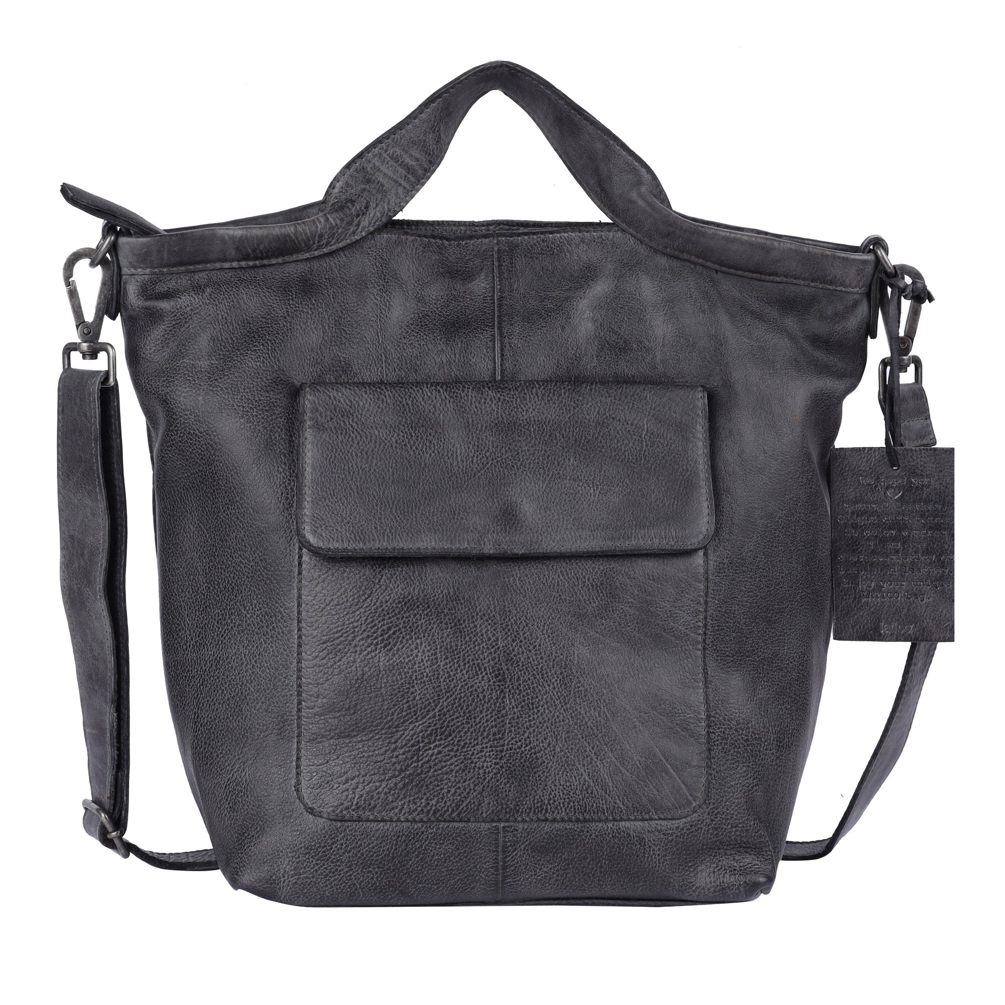 Charcoal full-grain leather Bianca tote crossbody bag by Latico Leathers