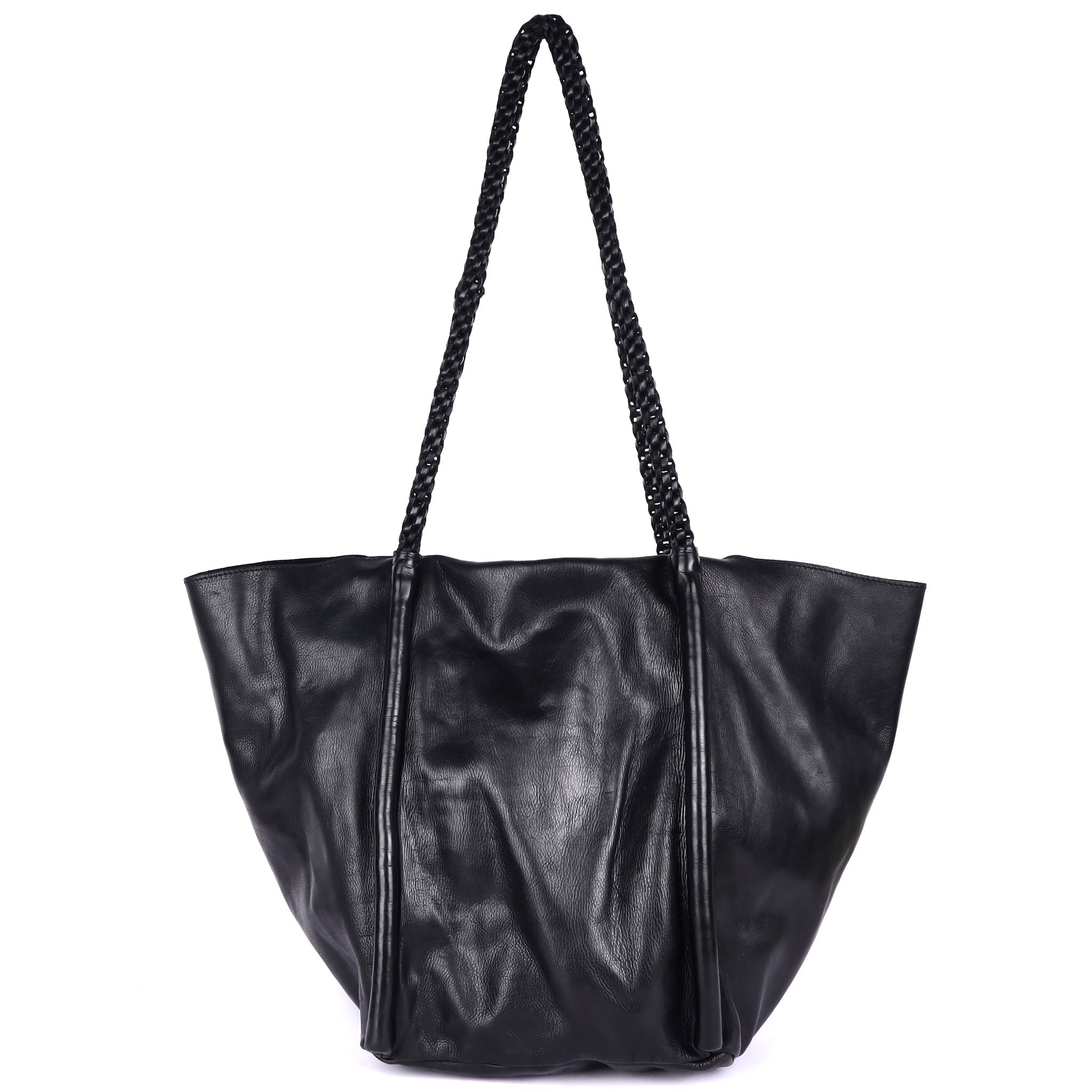 Black full-grain leather Voyage Lg tote bag by Latico Leathers
