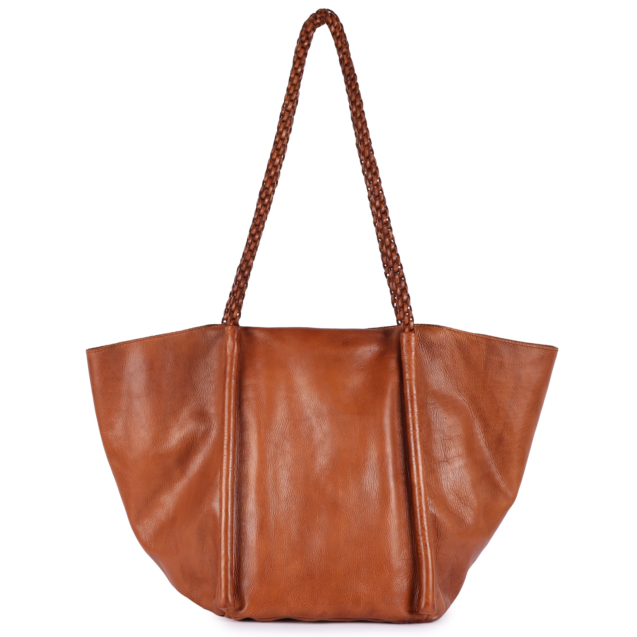 Cognac full-grain leather Voyage Lg tote bag by Latico Leathers