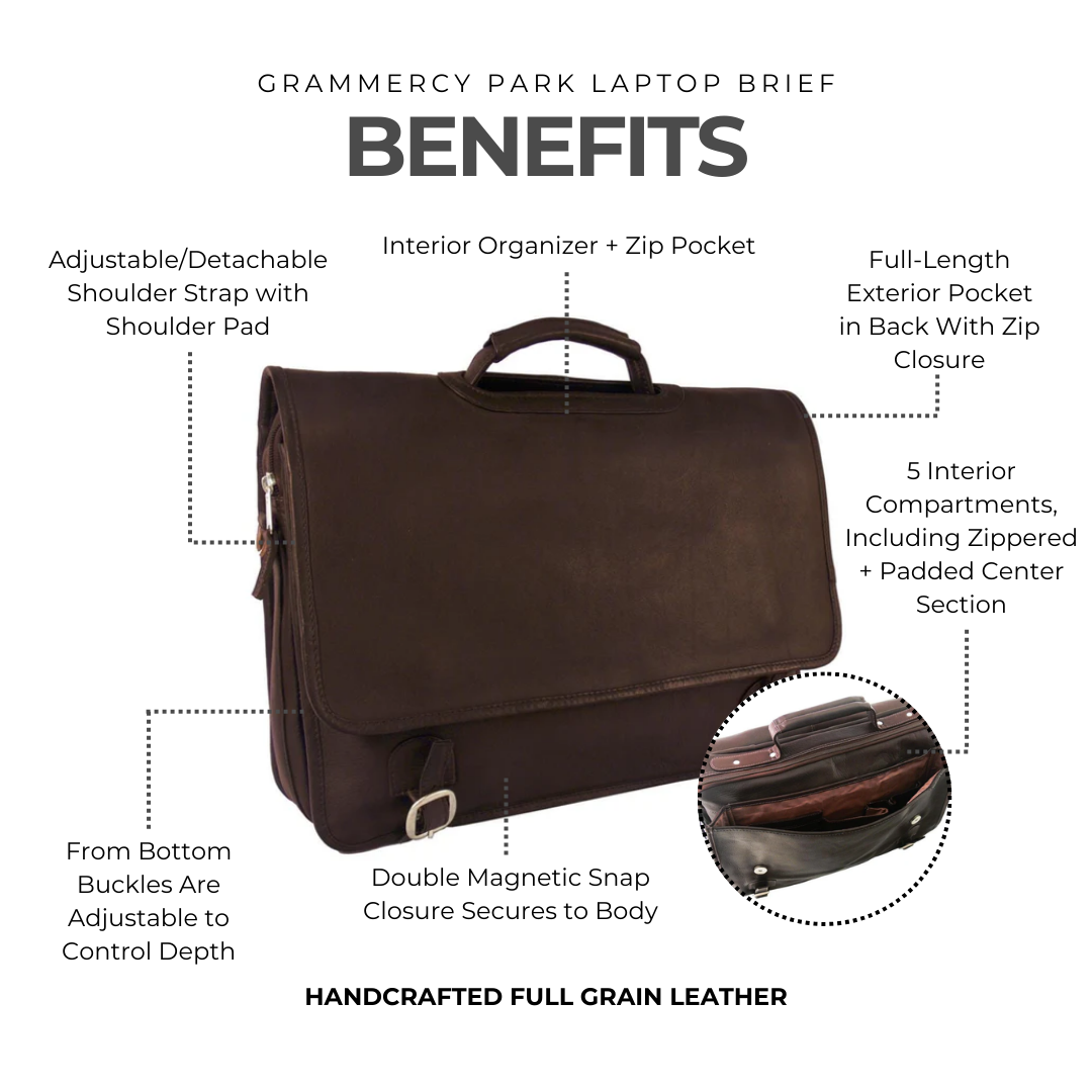 Grammercy Park Laptop Brief - Latico Leathers