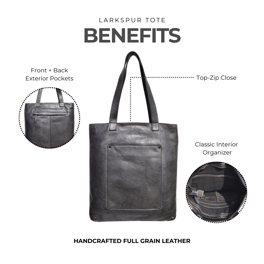 Larkspur Leather Tote Bag