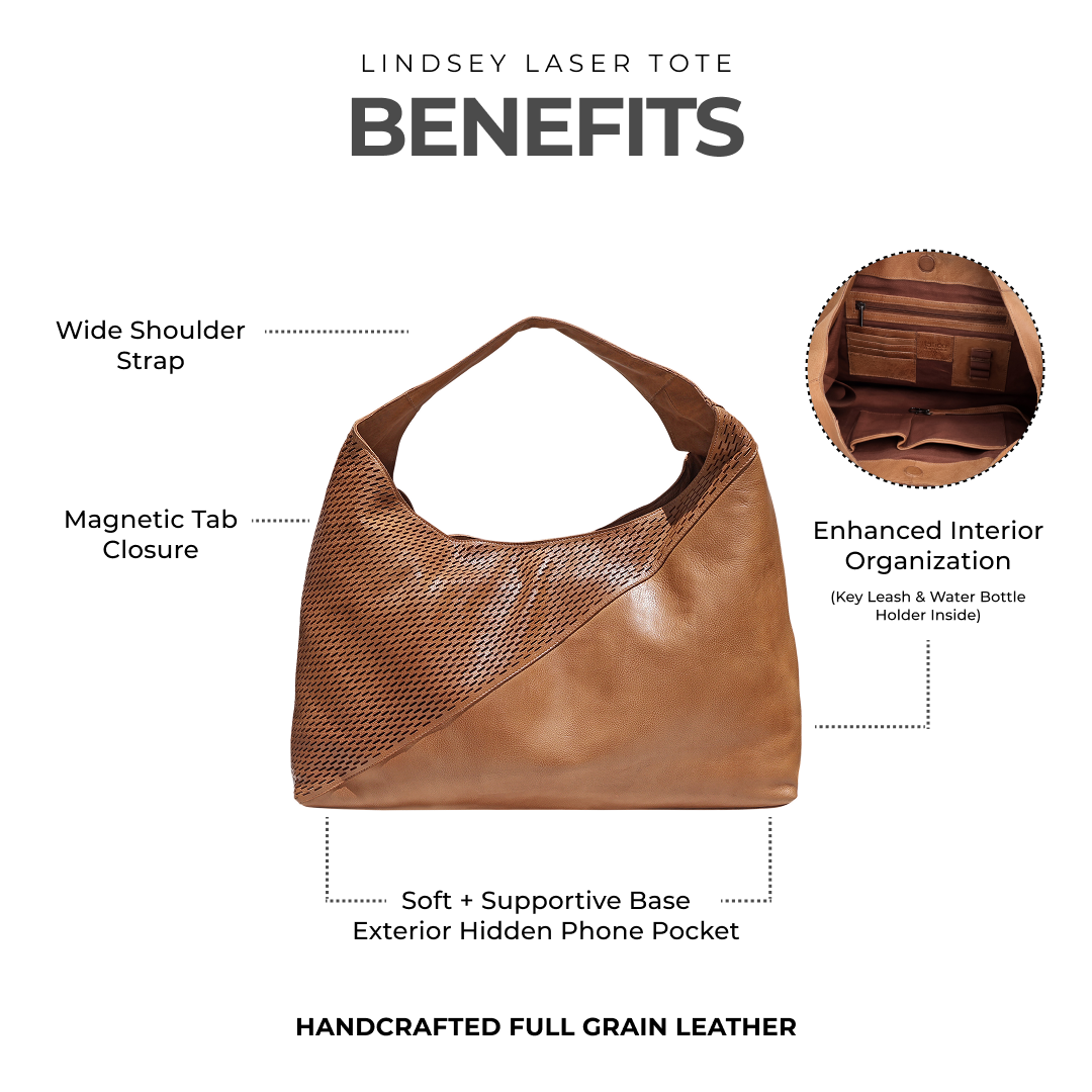 Lindsey Laser Leather Tote/Shoulder Bag