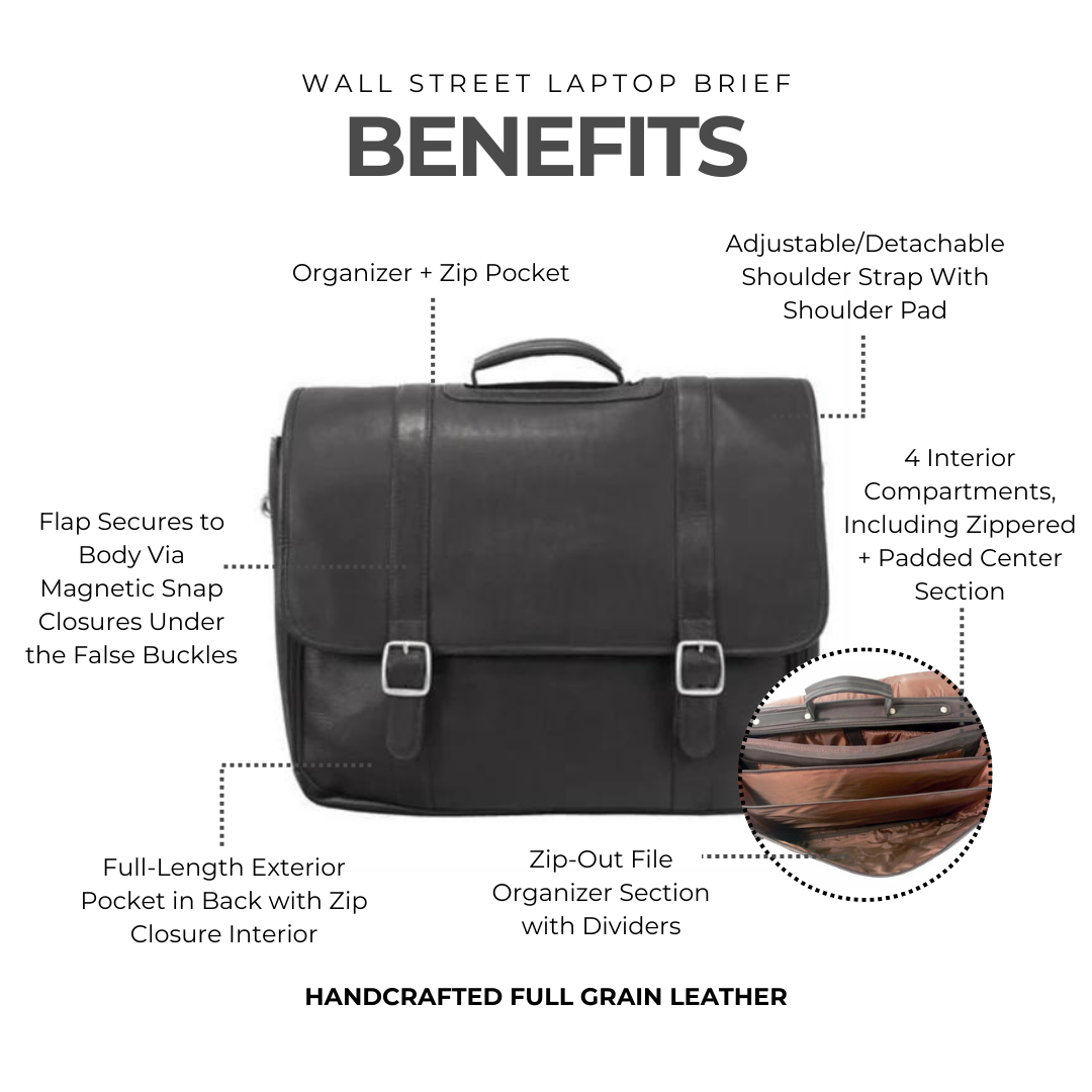 Wall Street Laptop Brief - Latico Leathers