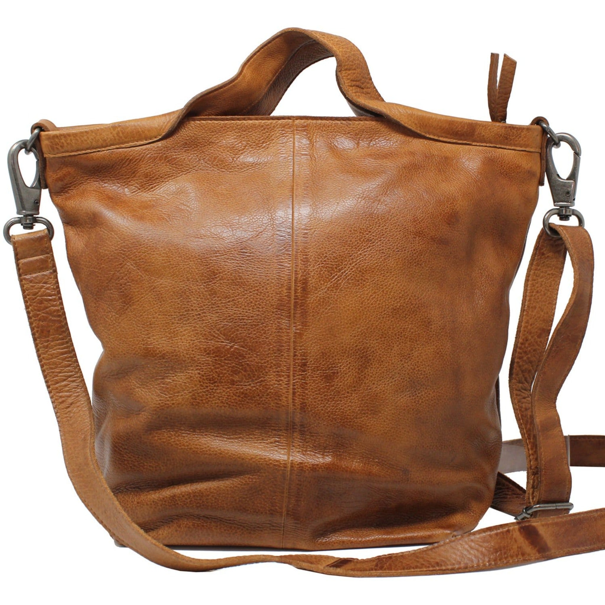 Cognac full-grain leather Bianca tote crossbody bag by Latico Leathers