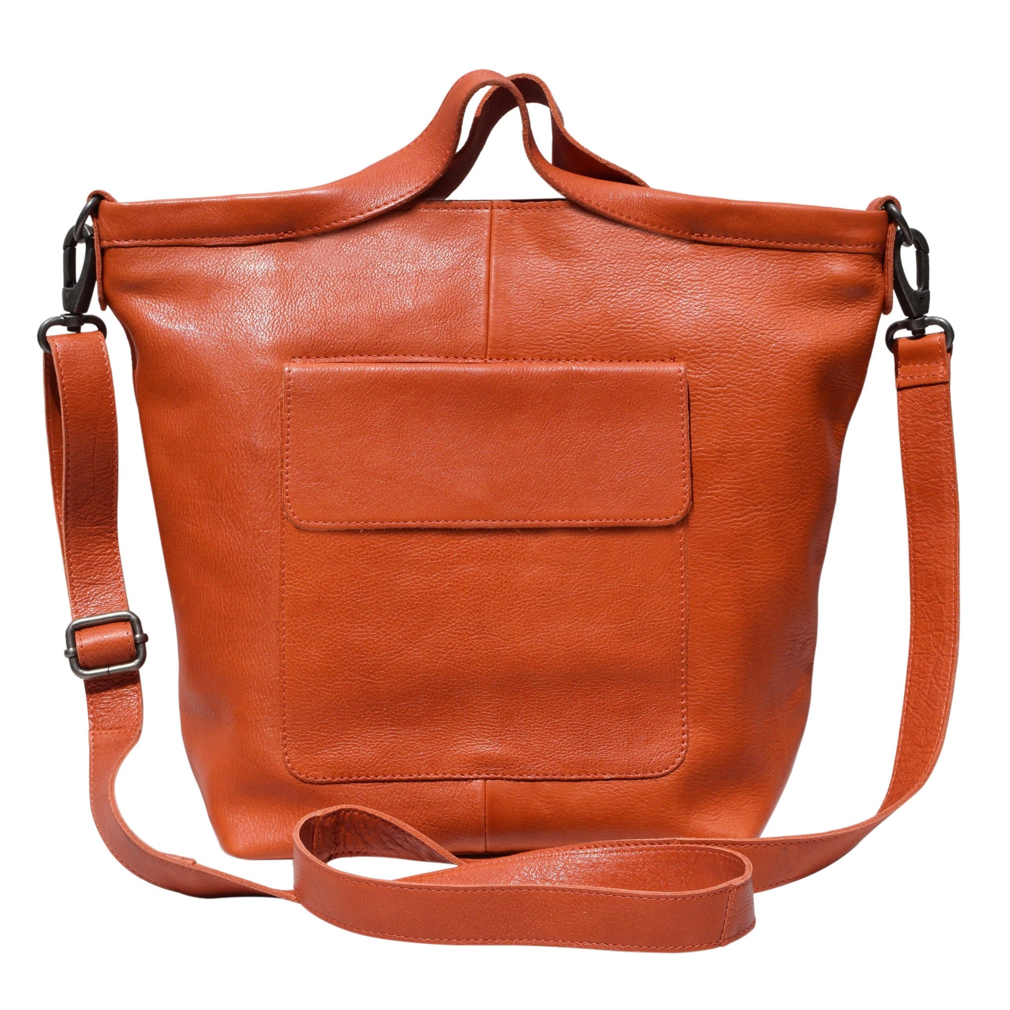 Orange full-grain leather Bianca tote crossbody bag by Latico Leathers