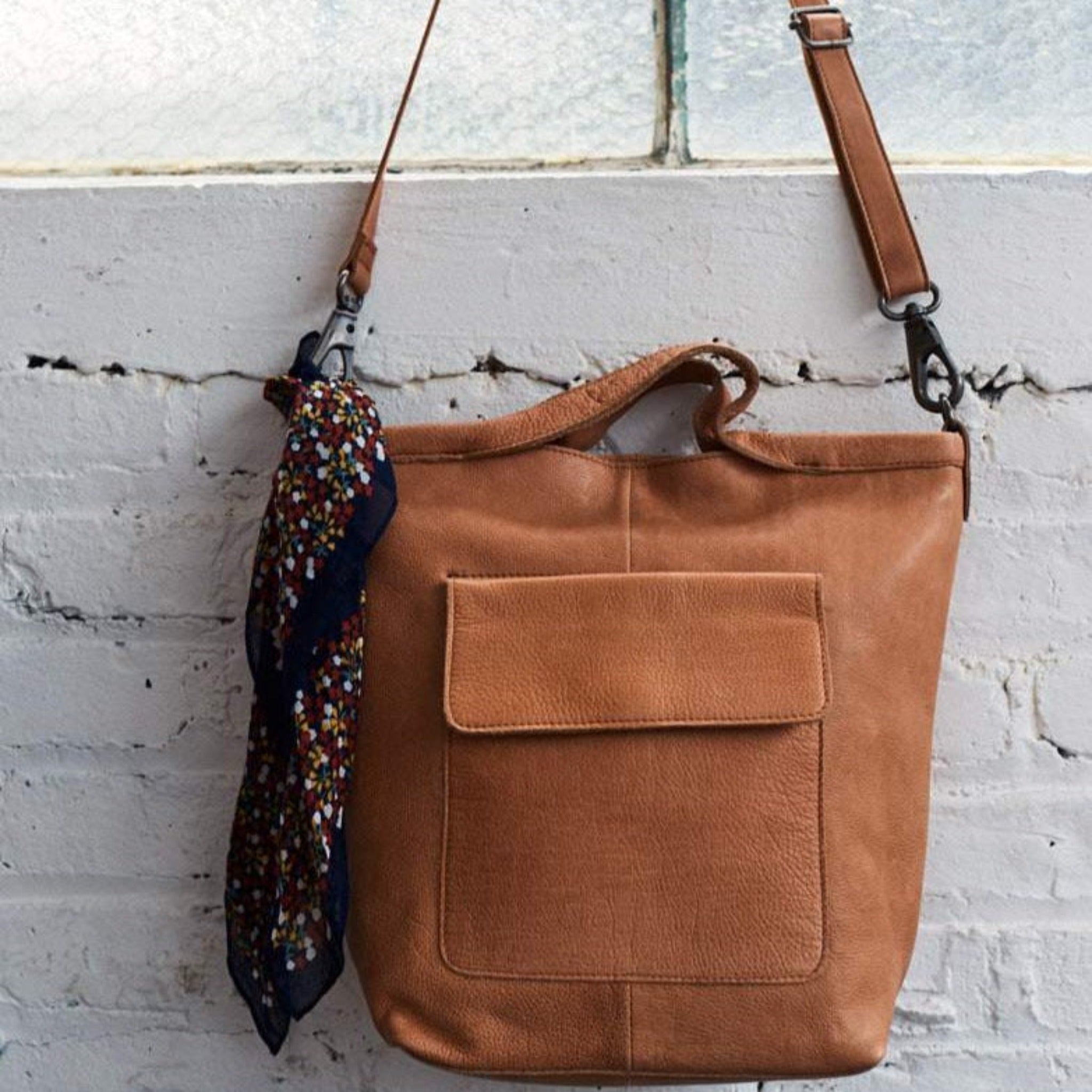 Cognac full-grain leather Bianca tote crossbody bag by Latico Leathers