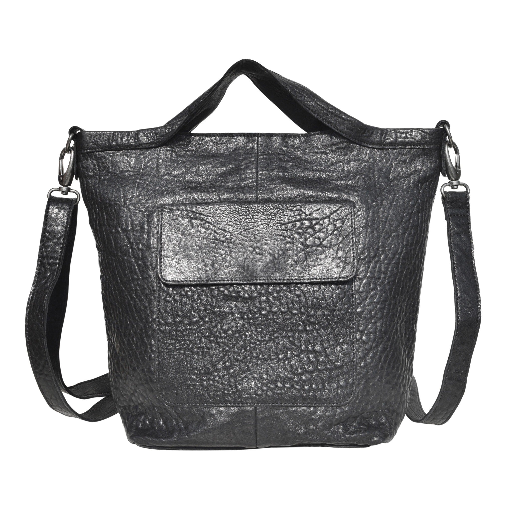 Bubble Black full-grain leather Bianca tote crossbody bag by Latico Leathers