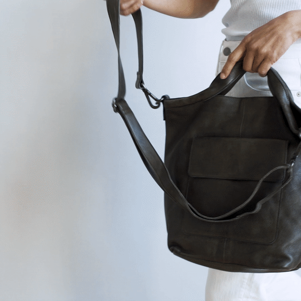 Black full-grain leather Bianca tote crossbody bag by Latico Leathers