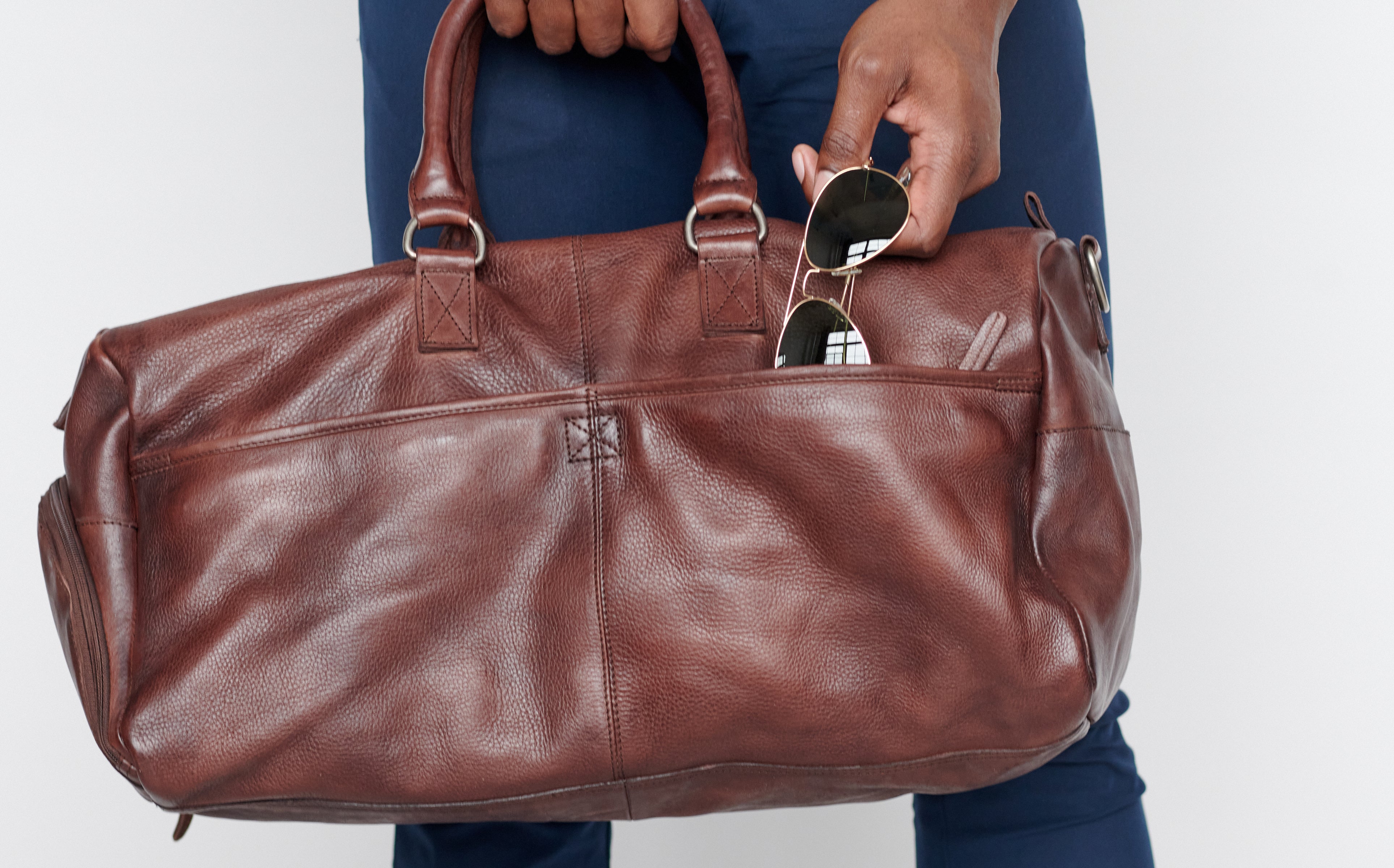 leather weekender duffel bag
