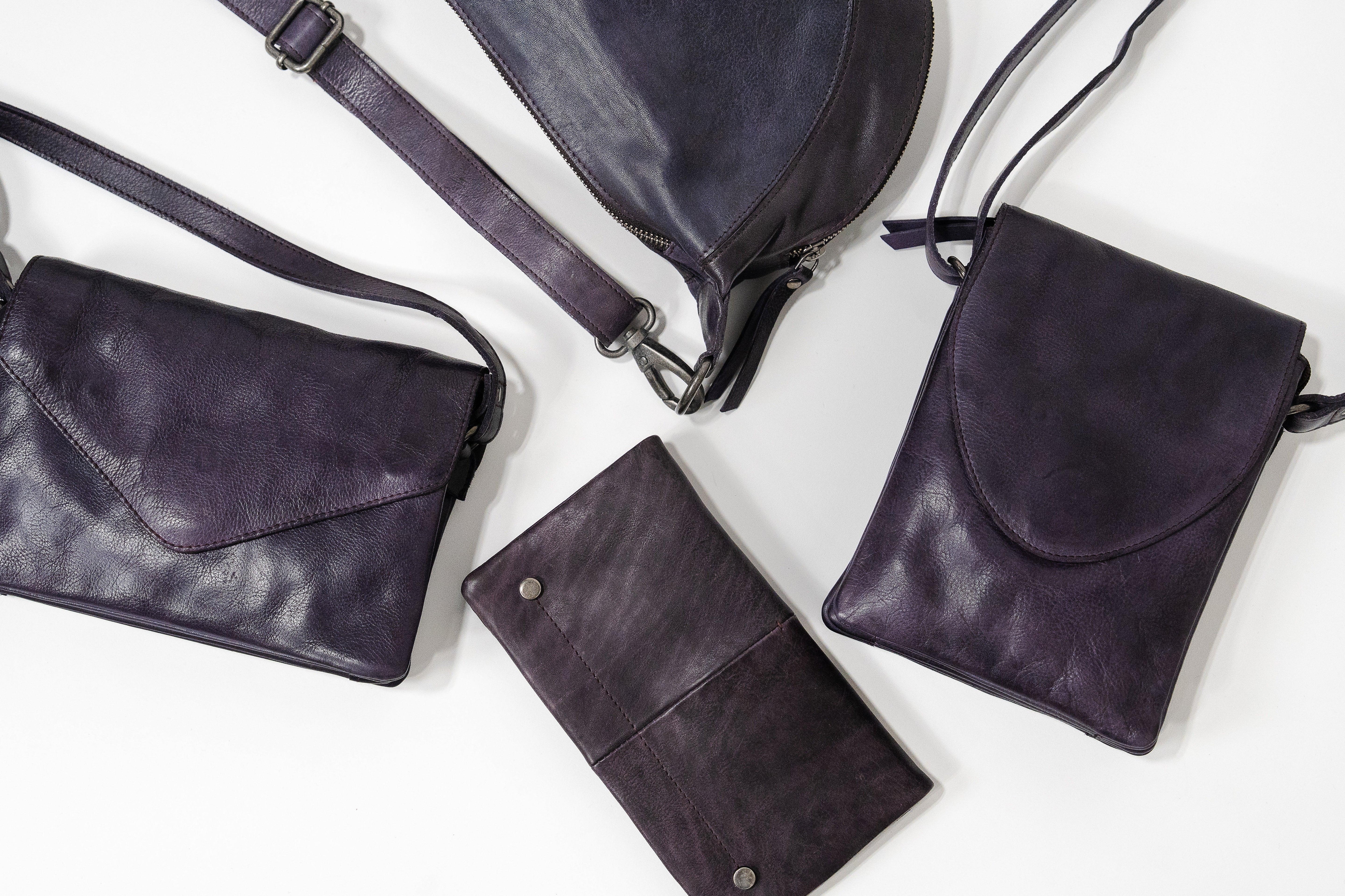 Eggplant full-grain leather bags – Latico Leathers