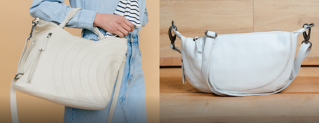 Oat & White Leather Bags