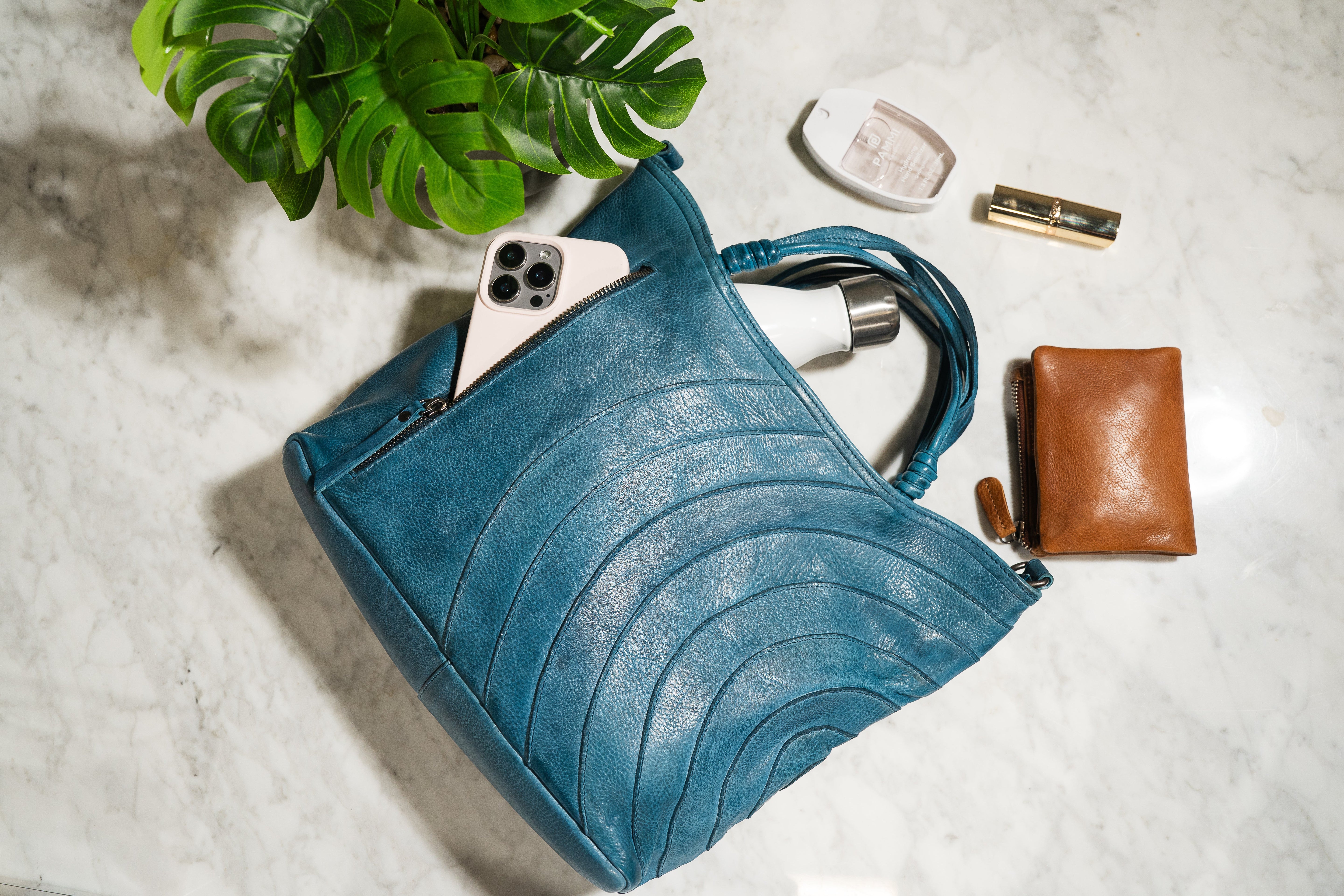 Denim full-grain leather shoulder bag – Latico Leathers