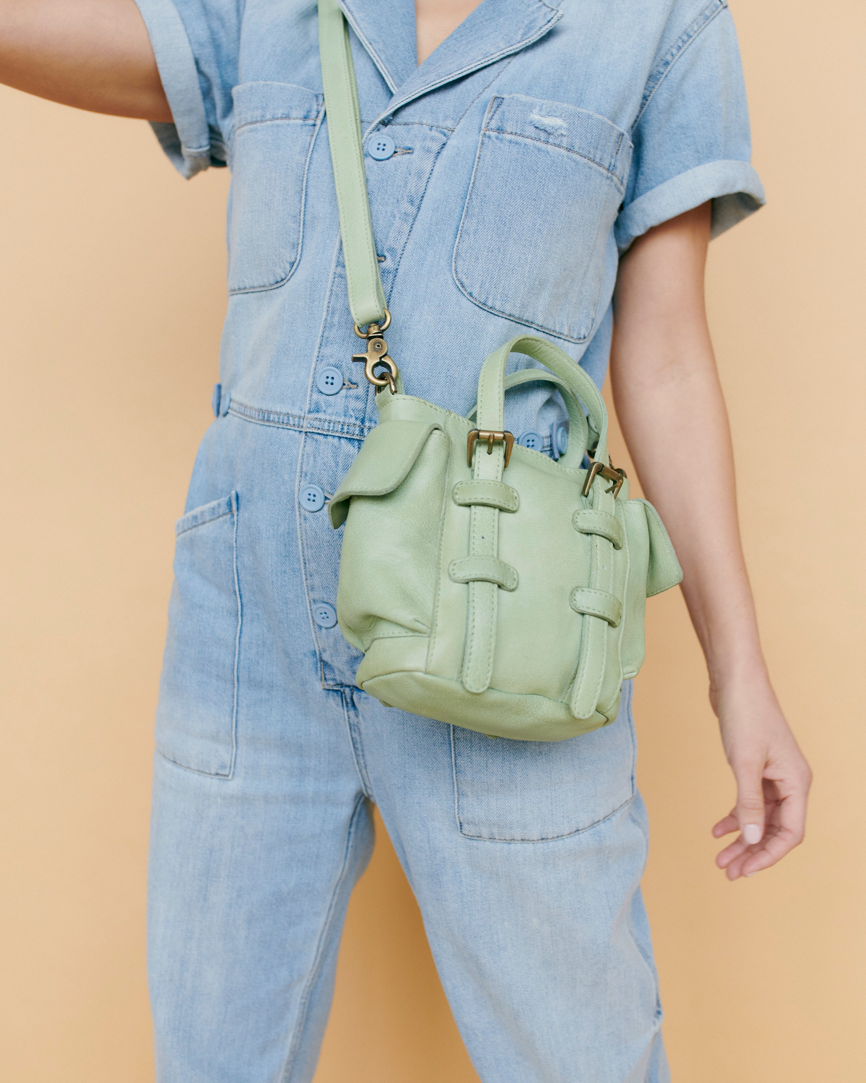 Green full-grain leather crossbody bag – Latico Leathers