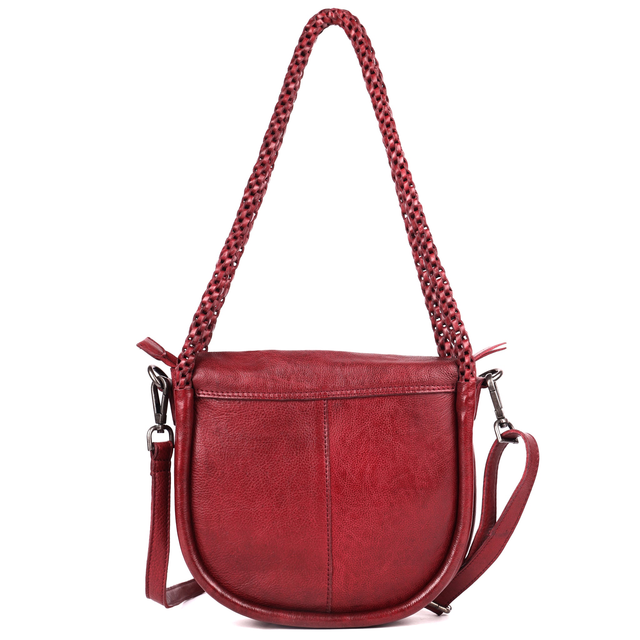 Back view of full-grain leather Portage crossbody shoulder bag by Latico Leathers