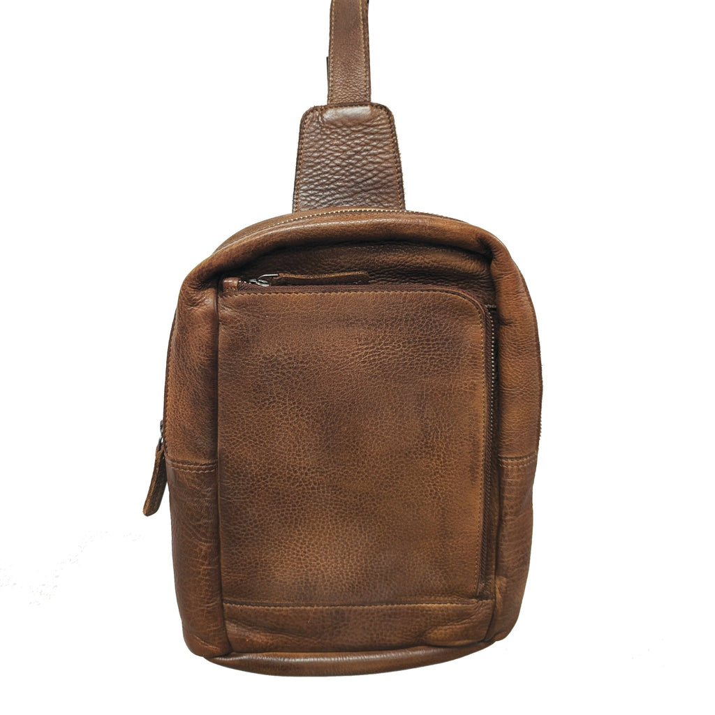Full Grain Leather Men's Sling Bag Retro Leather Small Chest Bag Leath –  ROCKCOWLEATHERSTUDIO
