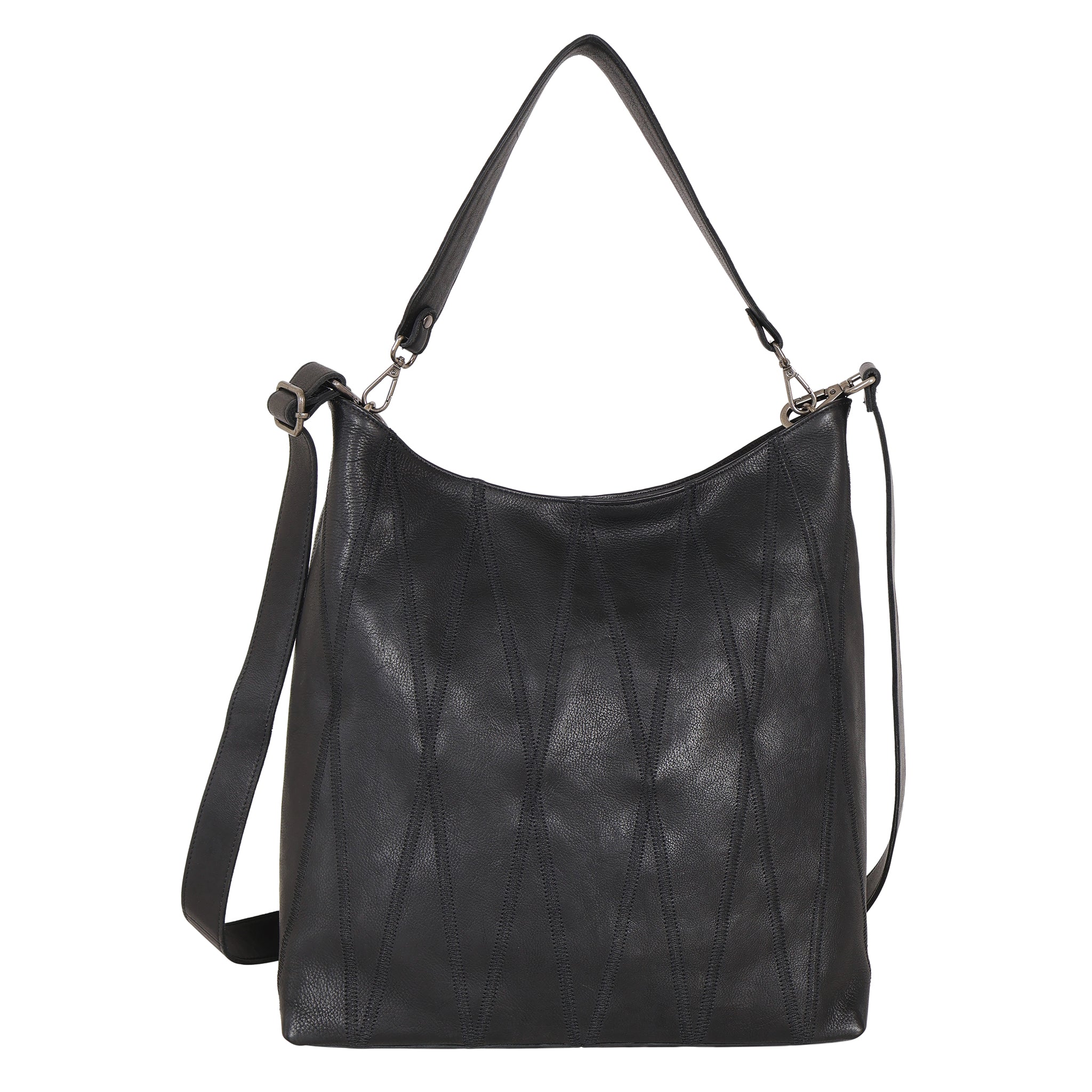 Bree Diamond Leather Shoulder Bag | Detachable Crossbody Strap