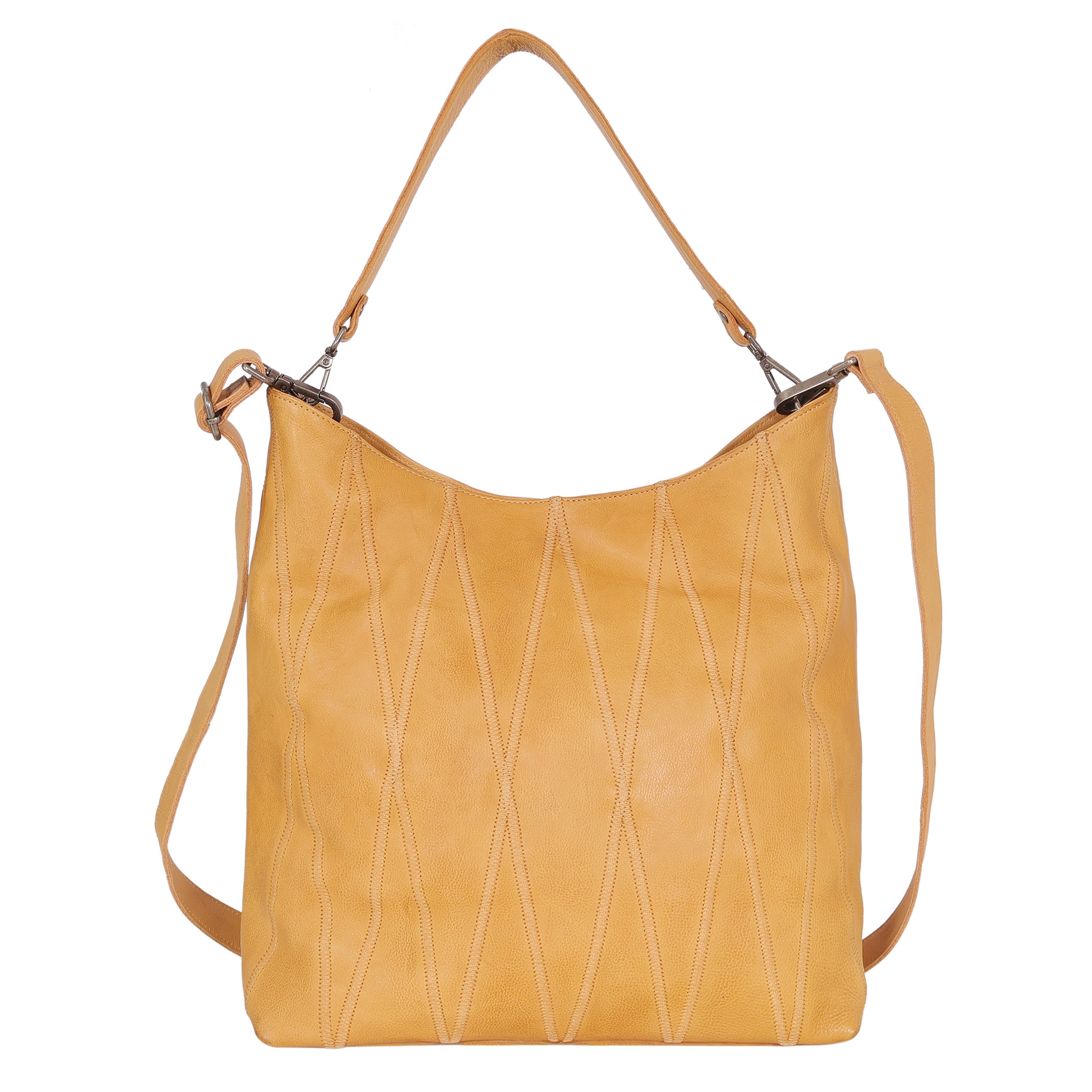 Bree Diamond Leather Shoulder Bag | Detachable Crossbody Strap