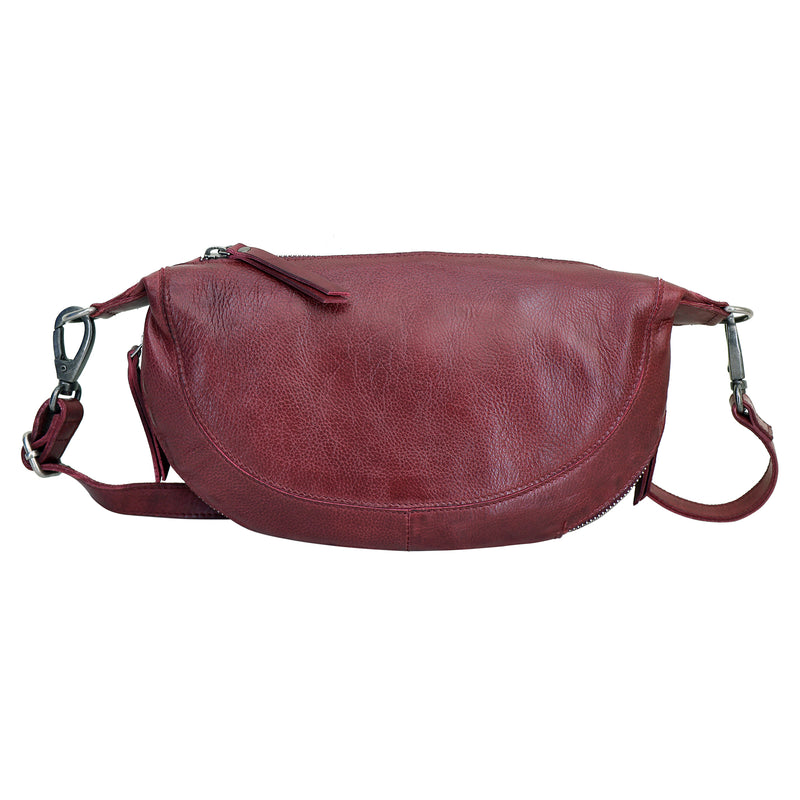 Red leather sling bag on sale