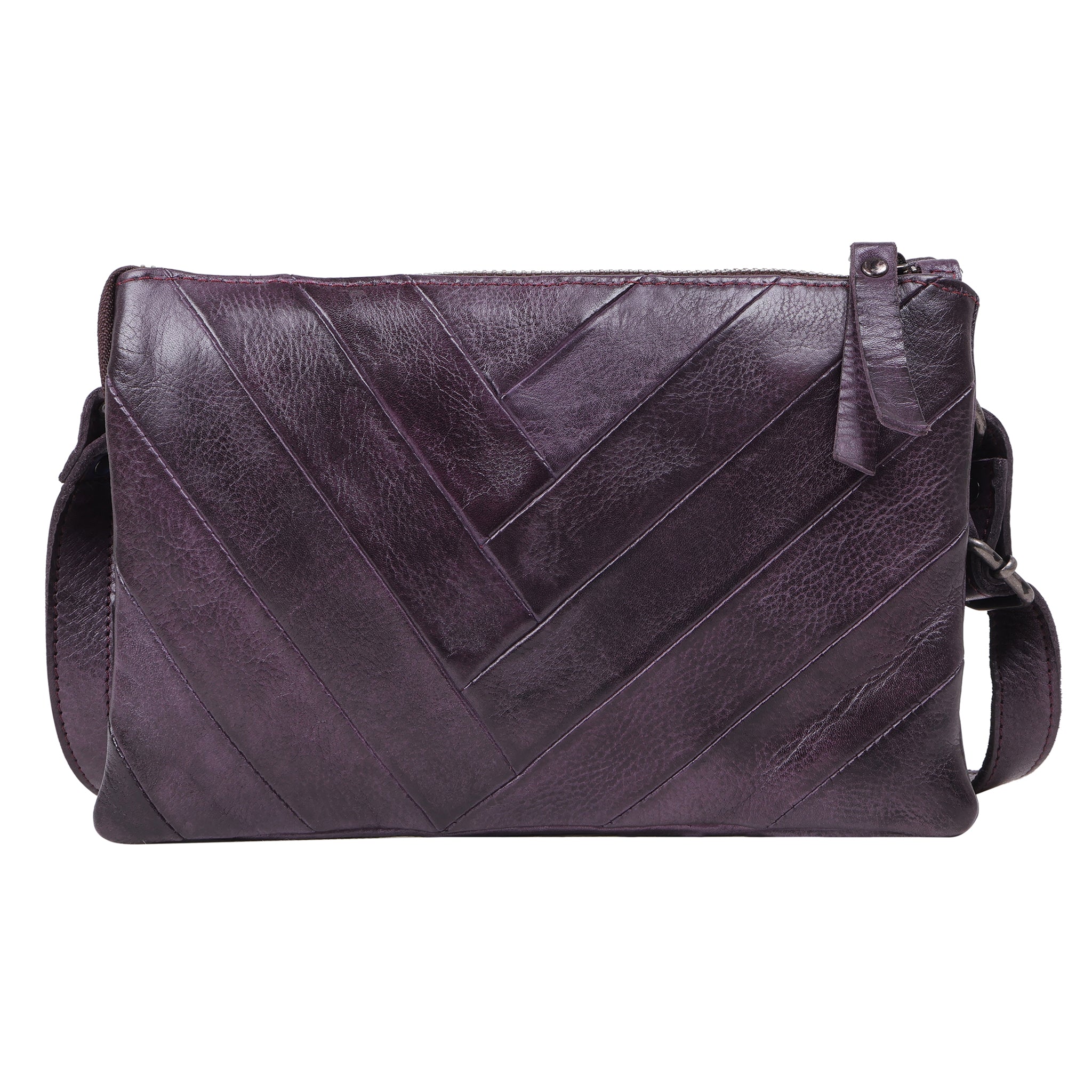 Eggplant full-grain leather Sunny crossbody bag by Latico Leathers