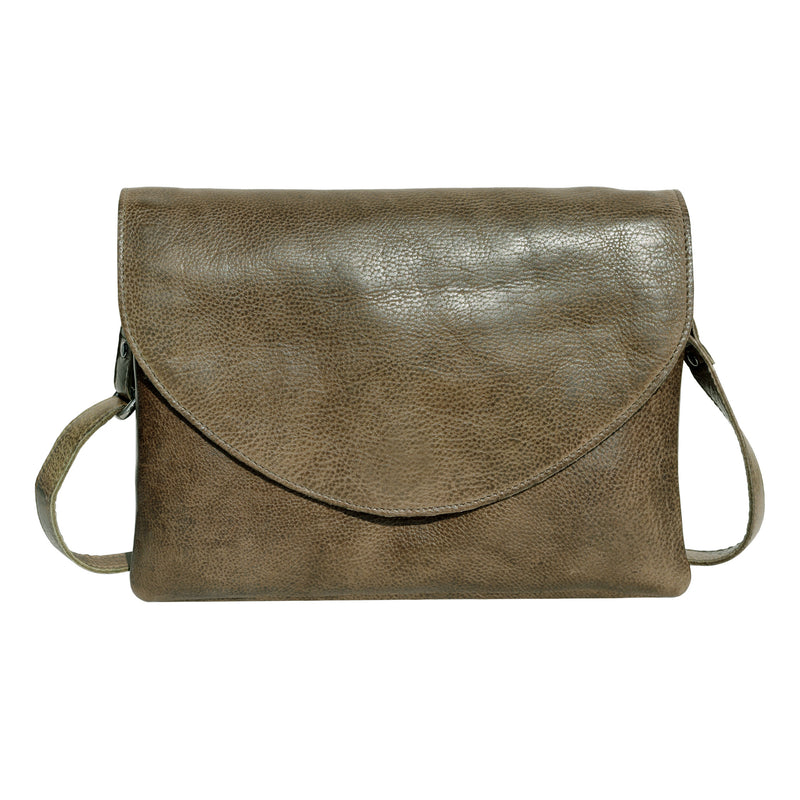 Large TOTE leather bag in moss GREEN . Slouch leather bag. Boho