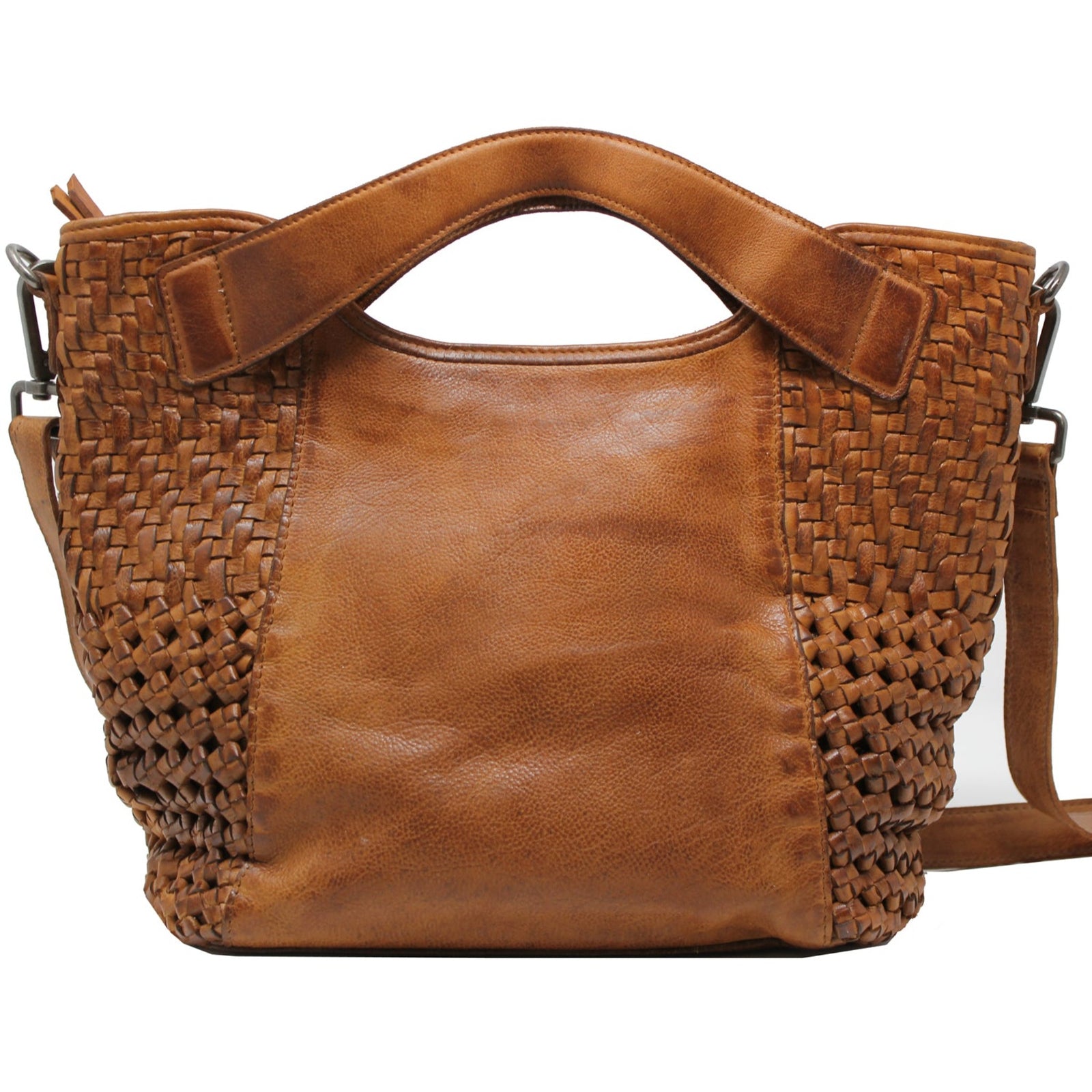 Platania Woven Front Leather Satchel Backpack Crossbody outlet Bag