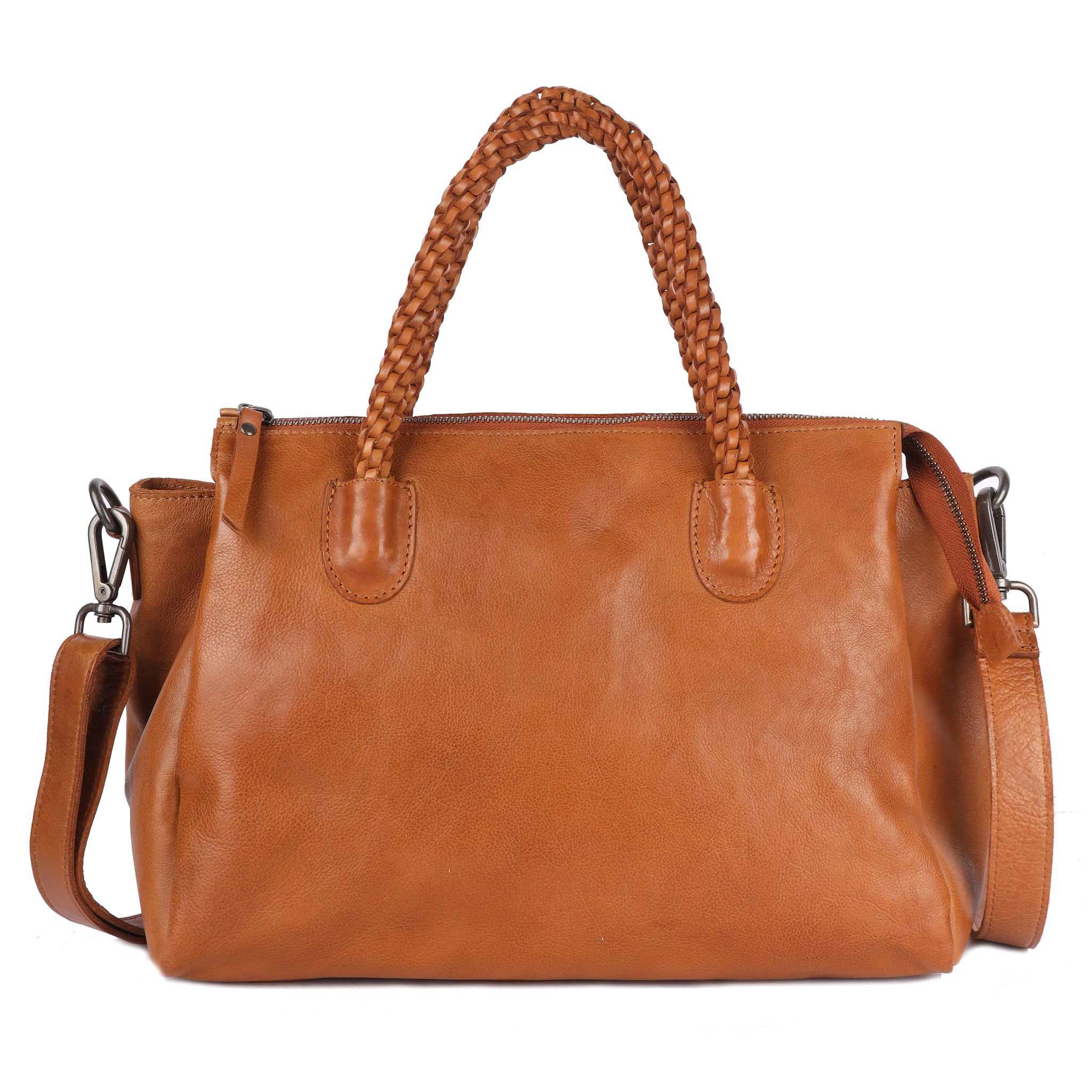 Cognac full-grain leather Roam shoulderbag by Latico Leathers