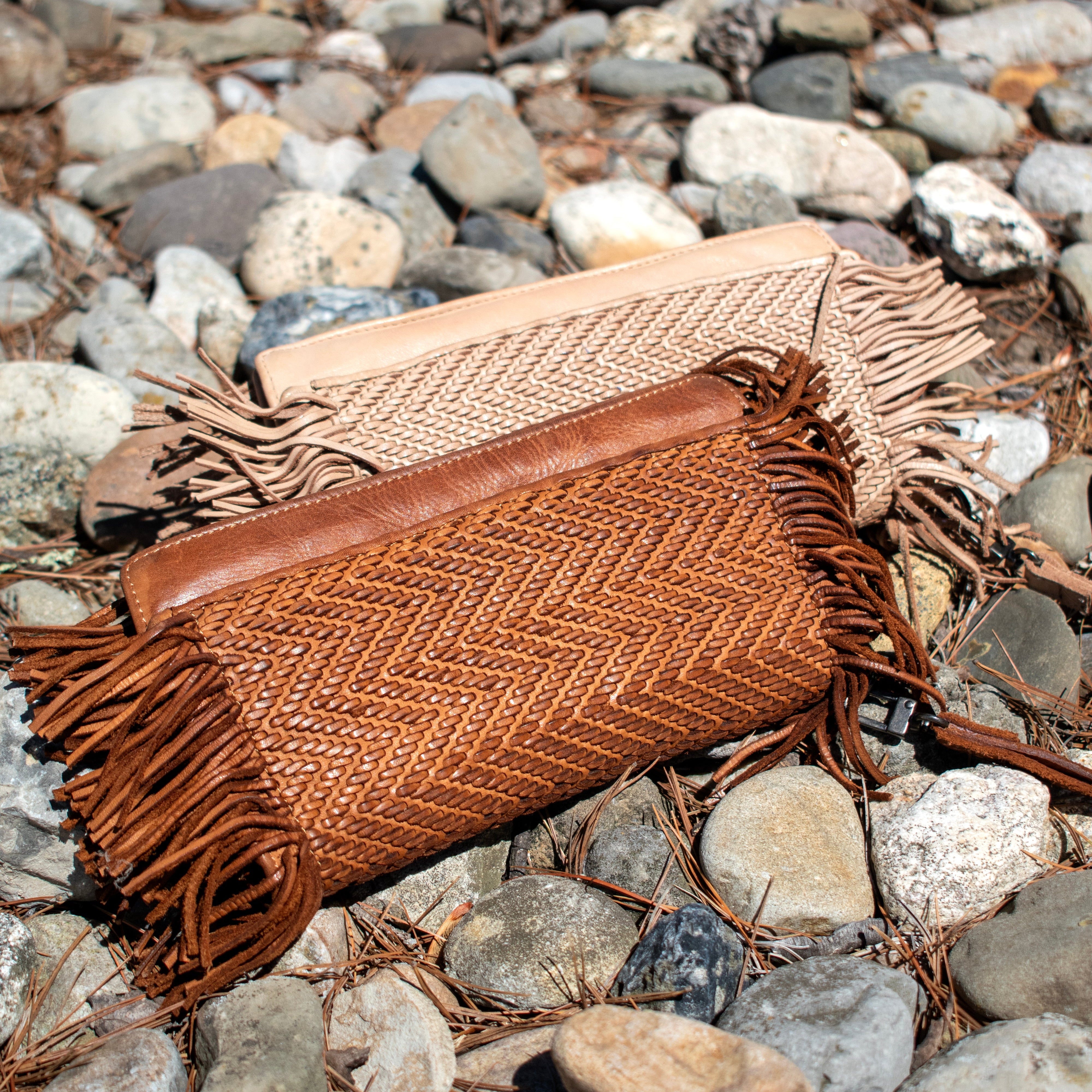 Buy Glory Leather Clutch | Woven Herringbone Design