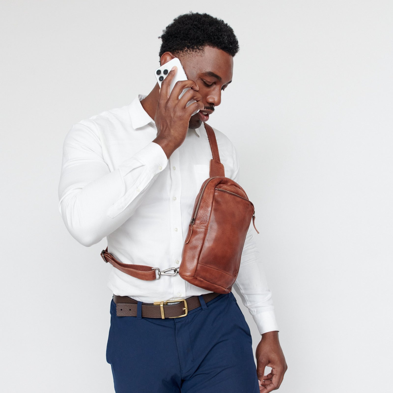 Cross leather sling bag