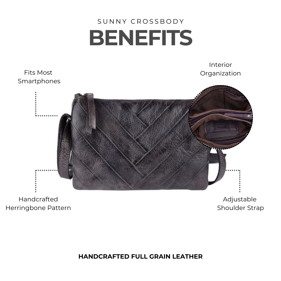 Benefits of full-grain leather Sunny crossbody bag by Latico Leathers