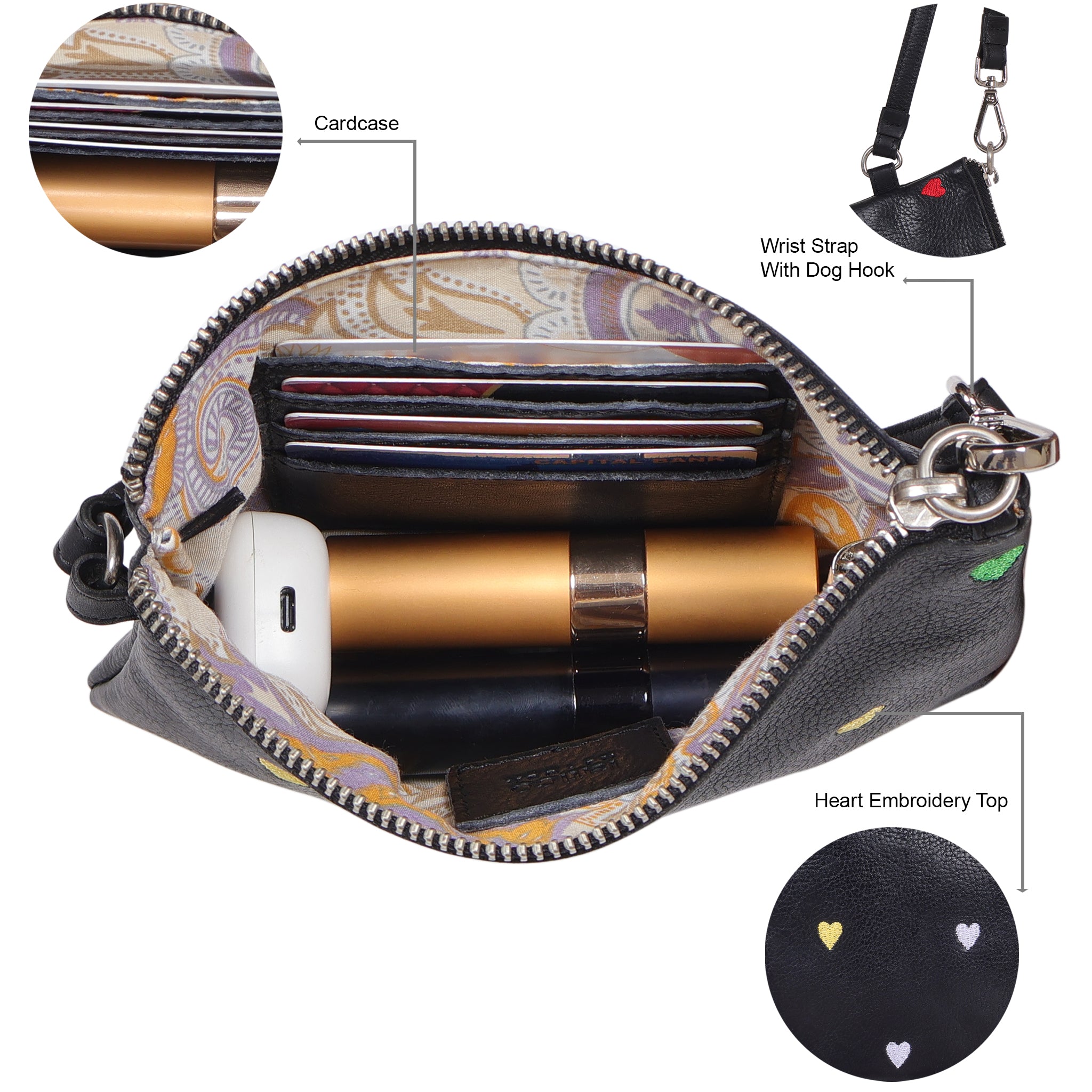 Buy Leather Heart Zip Pouch | Perfect for Small Essentials