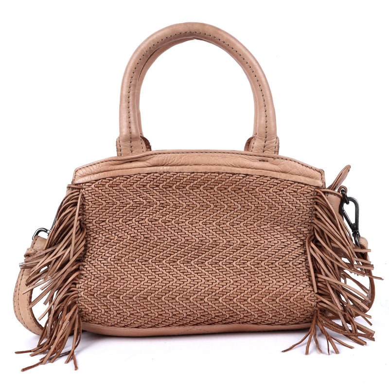 Brown Fringe Bag Handmade Tassel Bag With Genuine Leather 