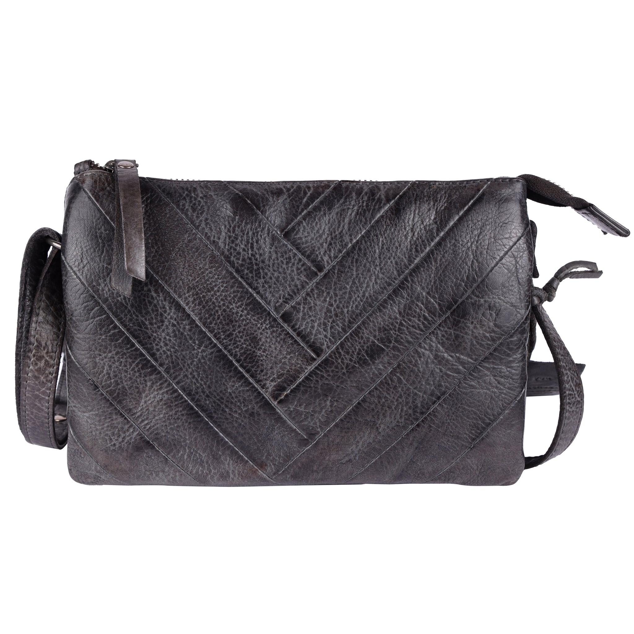 Charcoal full-grain leather Sunny crossbody bag by Latico Leathers
