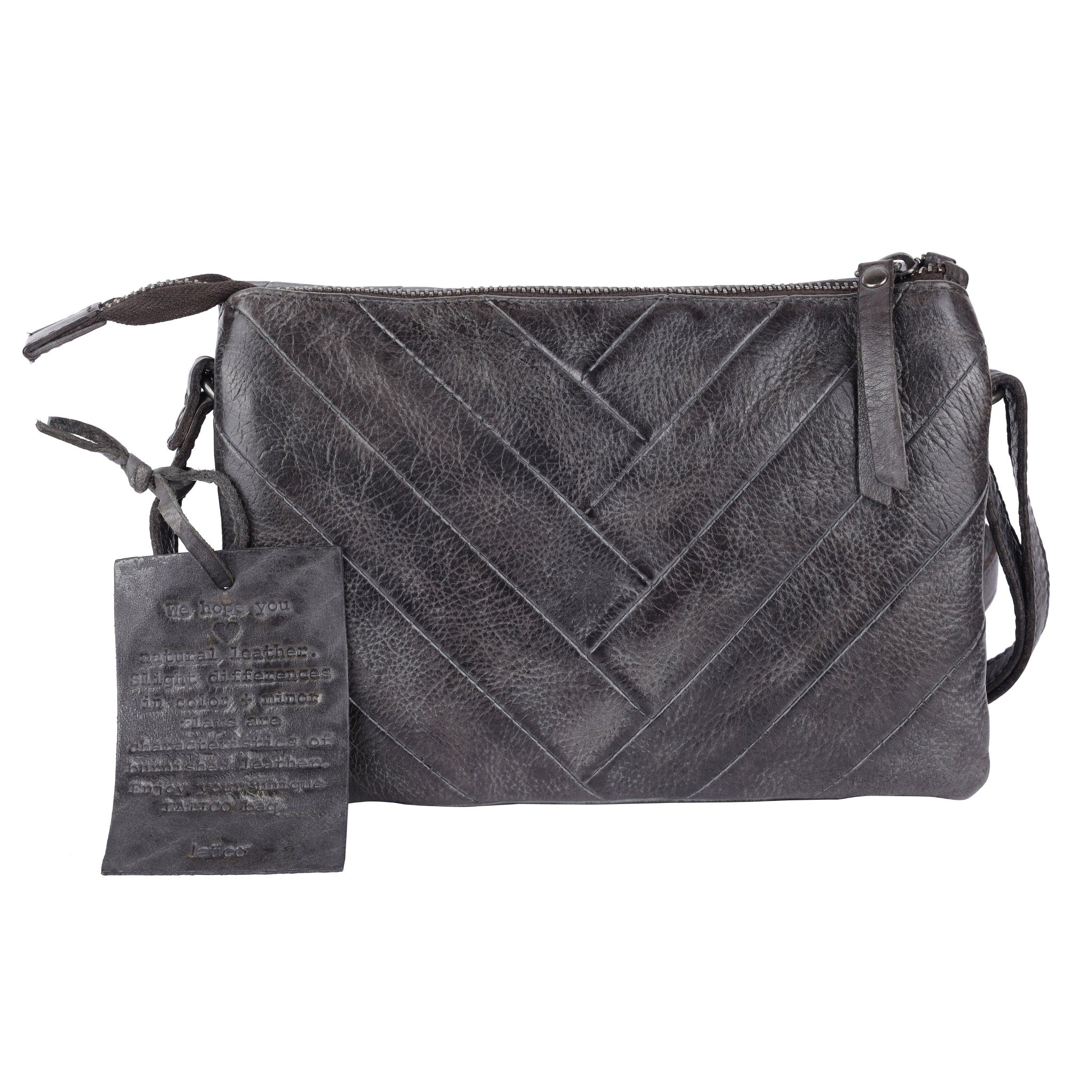 Charcoal full-grain leather Sunny crossbody bag by Latico Leathers