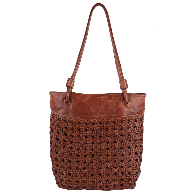Boho Womens Small Crossbody Bucket Bag Brown Leather Shoulder Bag for Women, Brown