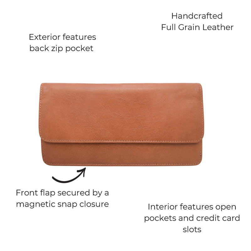 Magnetic Front Flap Long Wallet - Khaki