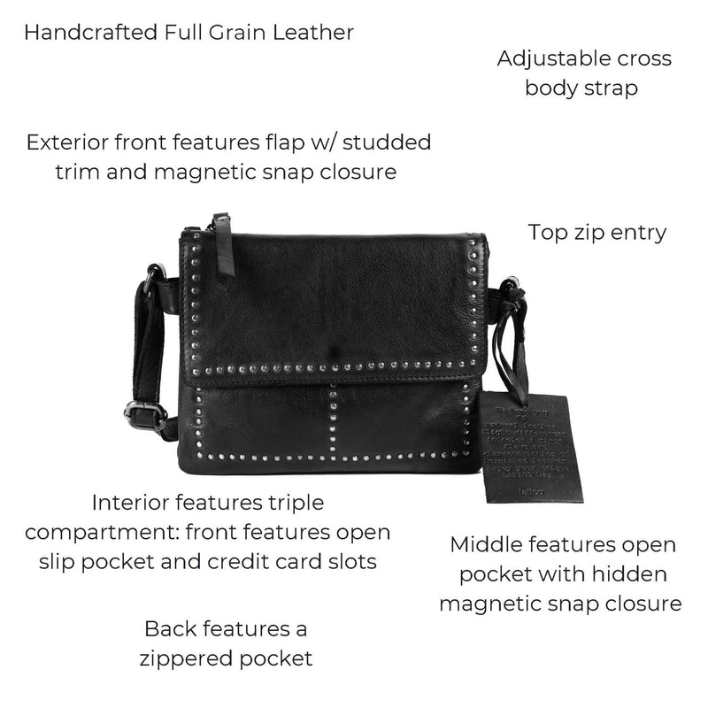Studded Full-Grain Leather Messenger Bag