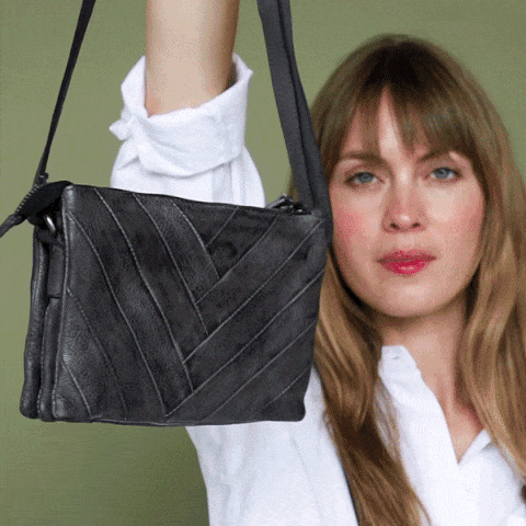 Charcoal full-grain leather Sunny crossbody bag by Latico Leathers